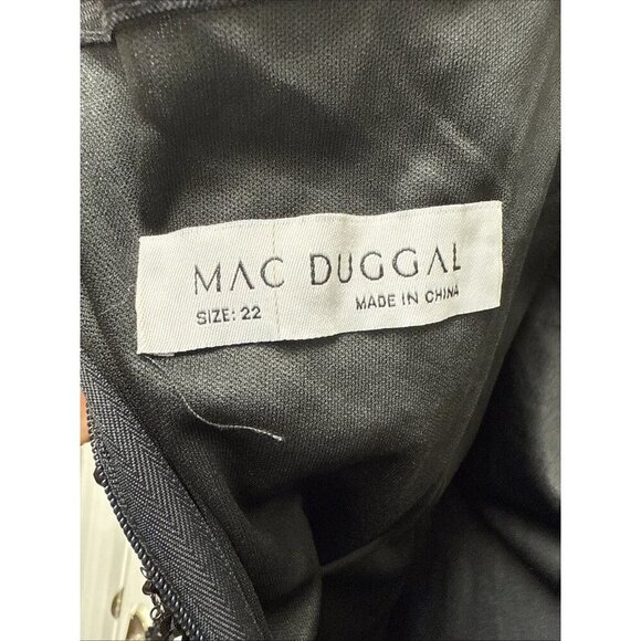 MAC DUGGAL Size 22 Black 20477 Flutter Sleeve Embellished Cocktail Midi Dress - Picture 9 of 10